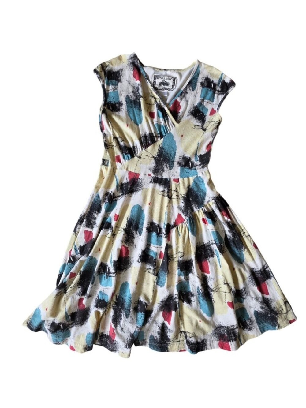 Effie's Heart Abstract Crossover Midi Dress L